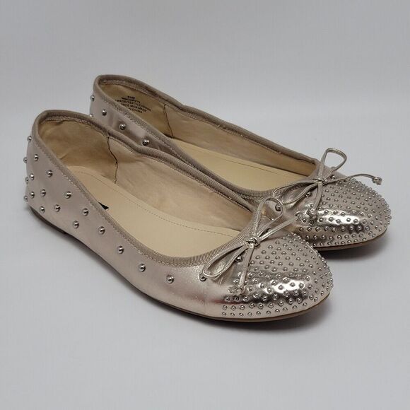 Nine West Women's Metallic Curvy 3 Bow Tie Studded Ballet FlatsSize 9.5 M - Picture 11 of 13